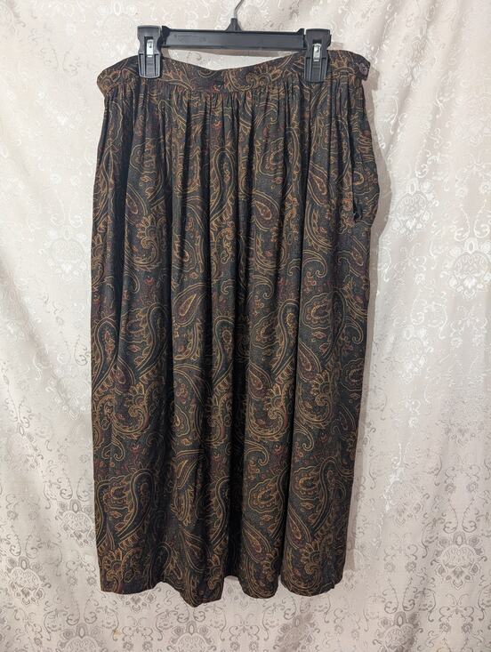 Chaus Dresses & Skirts - Vintage Chaus Paisley Rayon Midi Skirt 13/14 Whimsigoth Grunge Earthy